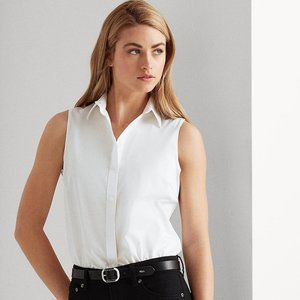 Lauren Ralph Lauren | Tops | Lauren Ralph Lauren Womens White Sleeveless  Blouse Button Down Size Pl | Poshmark